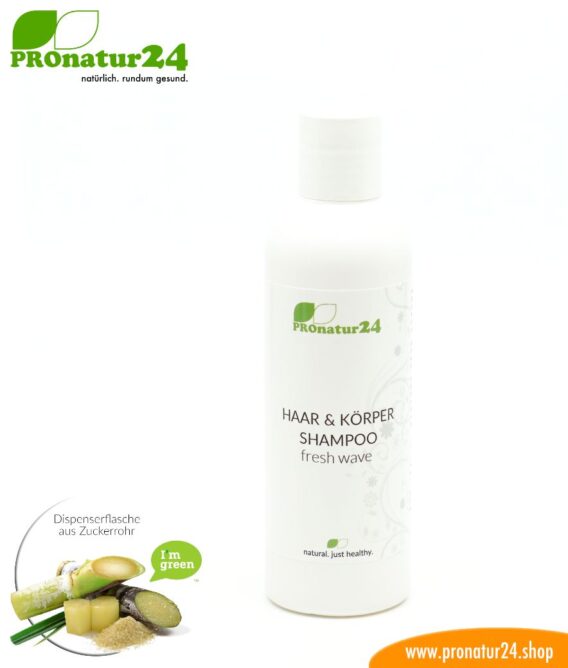 SHAMPOO fresh wave. Haar & Körper kühlendes Sommer Shampoo mit Grapefruit, Limette, uvm.. Duschen neu definiert inkl. nachhaltiger Verpackung.