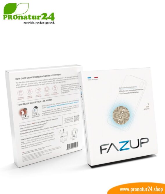FAZUP gold. Passive Antenne zur Reduktion vor Mobilfunkstrahlung! Innovativer Schutz vor Elektrosmog von iPhone, Samung, Huawei. Aufzukleben wie Chip zu Harmonisierung.