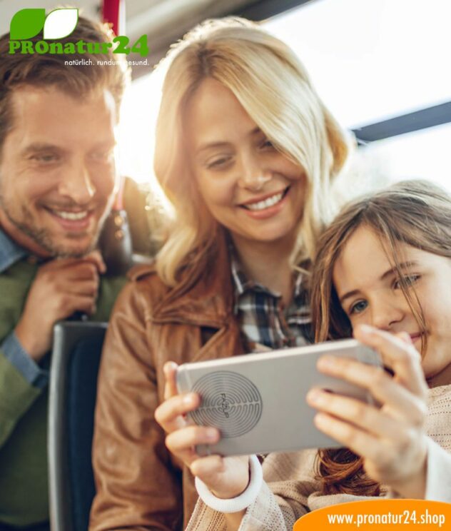 FAZUP Familie silver. Passive Antenne zur Reduktion vor Mobilfunkstrahlung! Innovativer Schutz vor Elektrosmog von iPhone, Samung, Huawei. Aufzukleben wie ein Chip zu Harmonisierung.