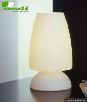 Geschirmte Glasleuchte in elegantem Stil, vollständig aus mundgeblasenem Opalglas, 27 cm Höhe, E27 Fassung, 60 Watt