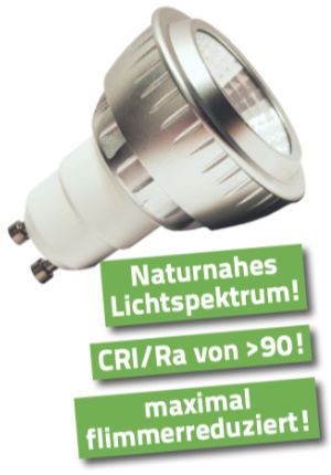 LED Leuchtmittel Spot Pure-Z-Retro BIO LICHT, klar, GU10, 5 Watt, 380 Lumen, warmweiß (2700 K). Entspricht 40 Watt Lichtleistung.