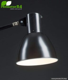 Geschirmte Leuchte für Schreibtisch und Arbeitsplatz. Ideale Werklampe. 48 Watt. E27. Schwarz Design. Wähle die Halterung!