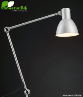 Geschirmte Leuchte für Schreibtisch und Arbeitsplatz. Ideale Werklampe. 48 Watt. E27. In weisser Ausführung.