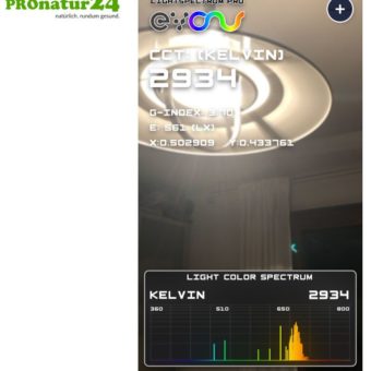 Lightspectrum Pro EVO | Messung der Farbtemperatur in Kelvin und Darstellung des Farbspektrums | für iOS