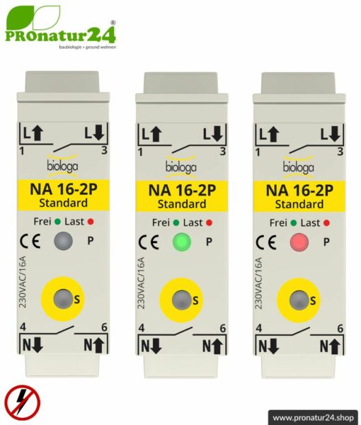 biologa Netzfreischalter NA 16-2P Standard mit zweipoliger Abschaltung. Inklusive Grundlastelement und LED Kontrollleuchte.