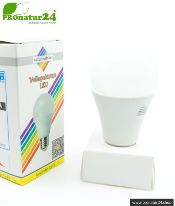 LED Vollspektrum Tageslichtlampe 3step. Natur-nah flimmerfreies Licht mit 12 Watt. Dimmbar ohne Dimmer: Hell wie 100 W, 50 W oder 15 Watt. 5200 Kelvin. E27.