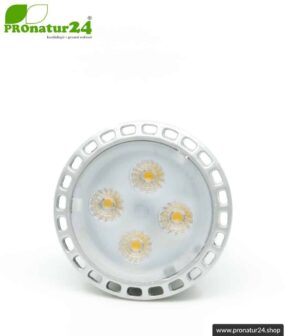 5 Watt LED Vollspektrum Spot. Natur-nah flimmerfreies Licht. Hell wie 35 Watt! 5200 Kelvin. 310 Lumen. GU10 (MR16) Sockel. Dimmbar.