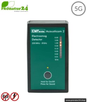 ACOUSTICOM 2 Electrosmog Detector | Breitband Messgerät für Elektrosmog HF | Erkennung von EMF Funkstrahlung bis 8 GHz. Inklusive 5G!