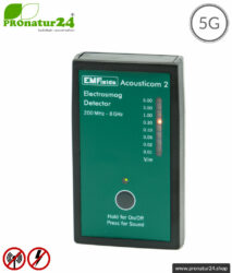 ACOUSTICOM 2 Electrosmog Detector | Breitband Messgerät für Elektrosmog HF | Erkennung von EMF Funkstrahlung bis 8 GHz. Inklusive 5G!