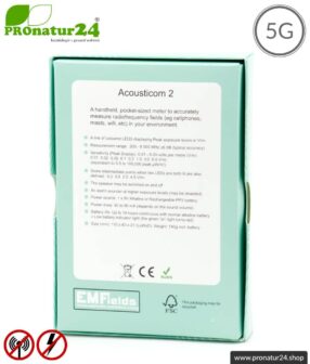 ACOUSTICOM 2 Electrosmog Detector | Breitband Messgerät für Elektrosmog HF | Erkennung von EMF Funkstrahlung bis 8 GHz. Inklusive 5G!