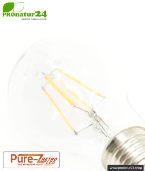 4,2 Watt LED Filament Pure-Z-Retro BIO LICHT | hell wie 40 Watt, 420 Lumen | Warmweiß (2700 Kelvin) | CRI >90, flimmerfrei (< 1%), E27