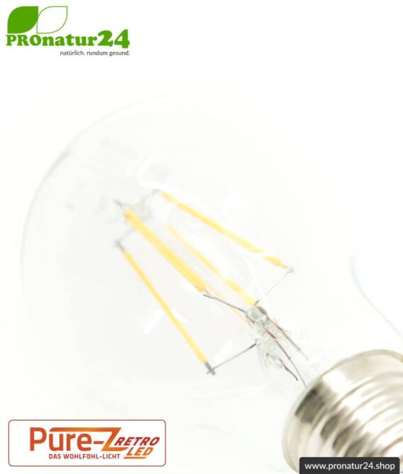 4,2 Watt LED Filament Pure-Z-Retro BIO LICHT | hell wie 40 Watt, 420 Lumen | Warmweiß (2700 Kelvin) | CRI >90, flimmerfrei (< 1%), E27
