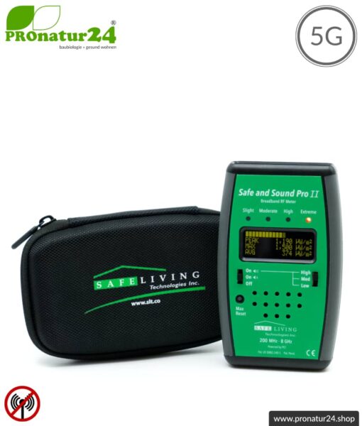 Safe and Sound Pro II EMF Detektor | Breitband Messgerät für Funkstrahlung HF | Erkennung von Funkstrahlung von 200 MHz bis 8 GHz, inklusive 5G. Profi-Gerät für Anfänger.