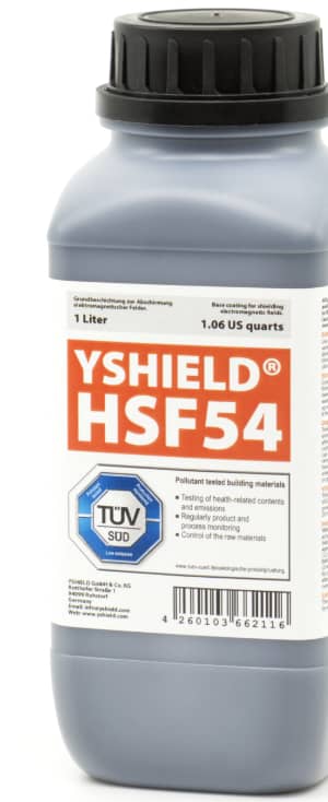 Abschirmfarbe HSF54 | HF Abschirmung bis zu 67 dB. Klassiker von YSHIELD. | TÜV SÜD zertifiziert | Erdung notwendig. Effektiv bei 5G!
