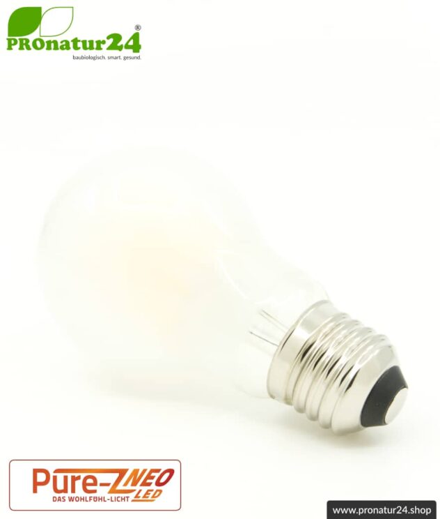 6,4 Watt LED Filament Pure-Z NEO von BioLicht | Mattglas | CRI 97 | Hell wie 55 Watt, 650 Lumen | warmweiß (2700 K) | flimmerfrei (< 1%), E27 Sockel