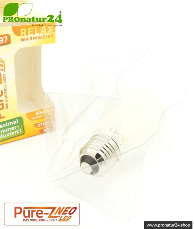 6,4 Watt LED Filament Pure-Z NEO von BioLicht | Mattglas | CRI 97 | Hell wie 55 Watt, 650 Lumen | warmweiß (2700 K) | flimmerfrei (< 1%), E27 Sockel