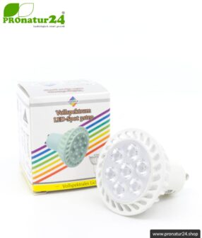 6 Watt LED Vollspektrum Spot 3step | Natur-nah flimmerfreies Licht | Hell wie 35 Watt, 480 Lumen | 5400 Kelvin. GU10 Fassung. Dimmen ohne Dimmer (100%, 50%, 15%).