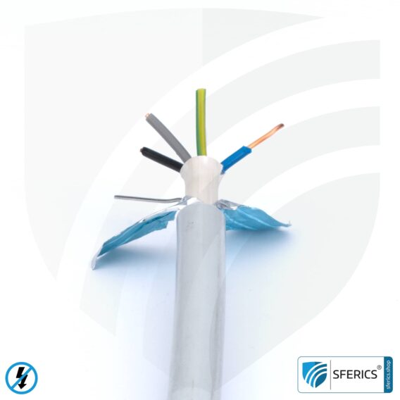 (N)HXMH(St)-J 5x 1,5 mm² geschirmtes Verlegekabel | halogenfrei | weichmacherfrei | Elektrokabel zur Abschirmung elektrischer Wechselfelder NF | 41-4325