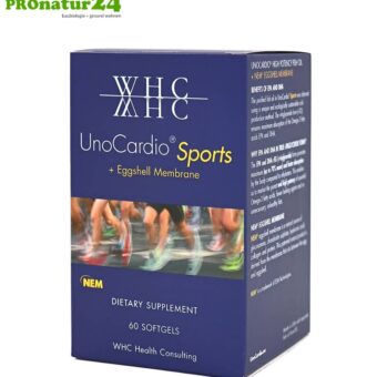 WHC UnoCardio® Sports | Omega-3 Fischöl und Eierschalenmembran in Kombination | ideal bei körperlicher Belastung | 60 Weichkapseln