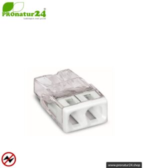 WAGO Compact Steckklemmen bzw. Verbindungsdosenklemmen | Modell 2273-202 | für 2 eindrähtige Leiter | Leiterquerschnitt 0,5 bis 2,5 mm² | 450V / 24 A | 100 Stück pro Packung