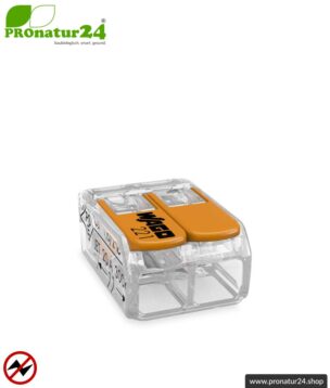 WAGO Compact Verbindungsklemme, Serie 221 | Modell 221-412 | für 2 eindrahtige, feindrahtige und mehrdrähtige Leiter | Leiterquerschnitt 0,14 bis 4 mm² | 450V / 32 A | Alternative zur Lüsterklemme | 50 Stück