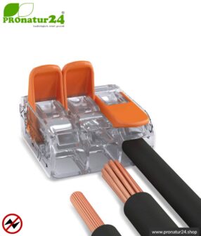 WAGO Compact Verbindungsklemme, Serie 221 | Modell 221-413 | für 3 ein-, fein- und mehrdrähtige Leiter | Leiterquerschnitt 0,14 bis 4 mm² | 450V / 32 A | Alternative zur Lüsterklemme | 50 Stück