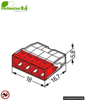 WAGO Compact Steckklemmen bzw. Verbindungsdosenklemmen | Modell 2273-204 | für 4 eindrähtige Leiter | Leiterquerschnitt 0,5 bis 2,5 mm² | 450V / 24 A | 100 Stück pro Packung
