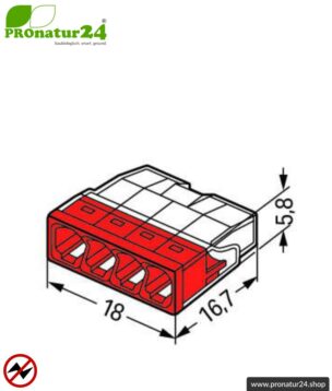 WAGO Compact Steckklemmen bzw. Verbindungsdosenklemmen | Modell 2273-204 | für 4 eindrähtige Leiter | Leiterquerschnitt 0,5 bis 2,5 mm² | 450V / 24 A | 100 Stück pro Packung