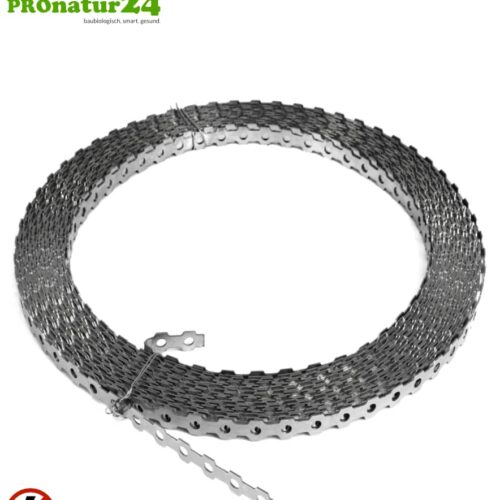 Edelstahl Erdungsband | Lochband | Metallband zur Erdung von Armierungsgewebe, Abschirmgewebe und Abschirmvlies