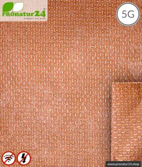 Abschirmvlies SAPHIR | Faservlies mit Kupferbeschichtung | bis 99,999 % Abschirmwirkung (HF Schirmdämpfung über 50 dB) | 100 cm Breite. Erdung NF notwendig. Wirkungsvoll gegen 5G!
