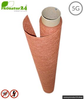 Abschirmvlies SAPHIR | Faservlies mit Kupferbeschichtung | bis 99,999 % Abschirmwirkung (HF Schirmdämpfung über 50 dB) | 100 cm Breite. Erdung NF notwendig. Wirkungsvoll gegen 5G!