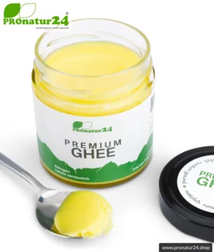 PREMIUM GHEE | Ayurvedisches Butterschmalz, zu 100% aus Heumilch (zert. Weidehaltung AT) | von Hand abgefüllt im Glas | perfekt für Low Carb und Ketogene Ernährung