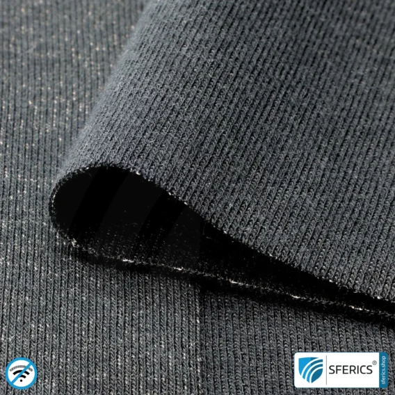 BLACK-JERSEY Abschirmstoff | ideal zur Herstellung von Bekleidung, Schlafhülle, usw. | HF Schirmdämpfung gegen Elektrosmog bis zu 40 dB | mobiler Schutz gegen Handystrahlung | 5G ready!