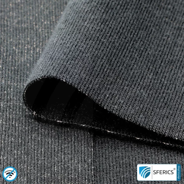 BLACK-JERSEY Abschirmstoff | ideal zur Herstellung von Bekleidung, Schlafhülle, usw. | HF Schirmdämpfung gegen Elektrosmog bis zu 40 dB | mobiler Schutz gegen Handystrahlung | 5G ready!