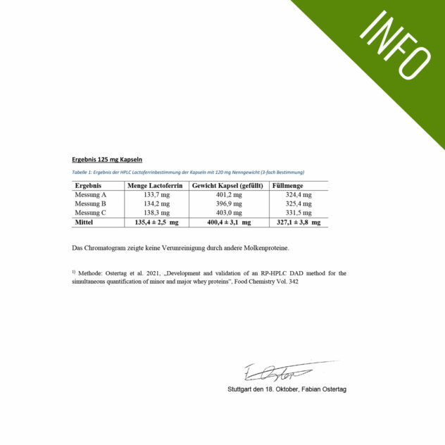 Lactoferrin HFQ Kapseln | 120 mg in höchster Reinheit | Diätetisches Lebensmittel in Premium Qualität