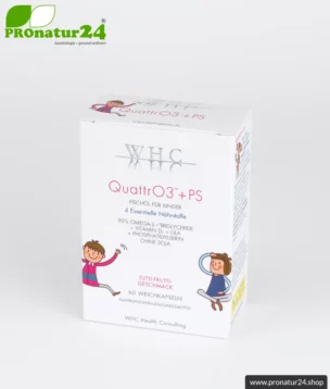 WHC QUATTRO3™ + PS Fischöl Komplex | Omega 3 für Kinder | 60 Weichkapseln