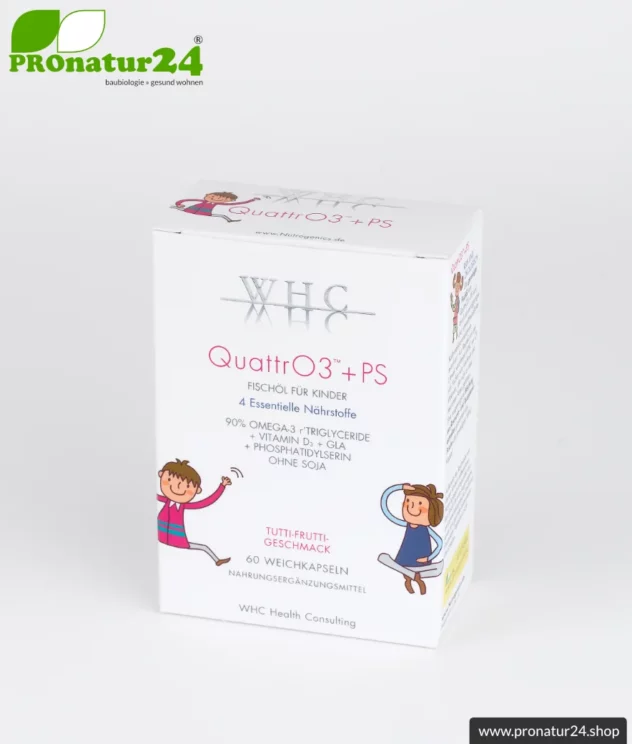 WHC QUATTRO3™ + PS Fischöl Komplex | Omega 3 für Kinder | 60 Weichkapseln