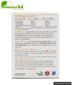 WHC UnoCardio® 1000 MINI + Vitamin D | OMEGA-3 Fettsäuren | 30 Weichkapseln