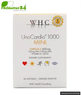 WHC UnoCardio® 1000 MINI + Vitamin D | OMEGA-3 Fettsäuren | 30 Weichkapseln