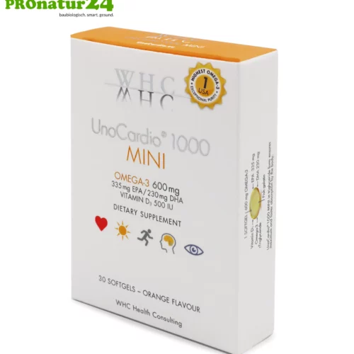 WHC UnoCardio® 1000 MINI + Vitamin D | OMEGA-3 Fettsäuren | 30 Weichkapseln