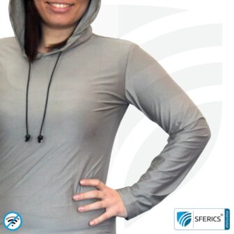 Abschirmender Hoodie bzw. Kapuzenpullover | Schutz bis 51 dB vor HF Elektrosmog (Handy, WLAN, LTE) | Ideal für elektrosensible Menschen | Wirkungsvoll gegen 5G!