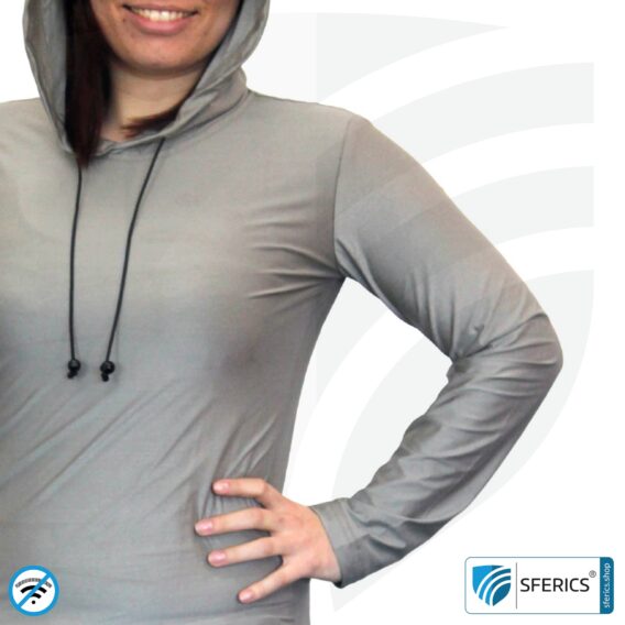 Abschirmender Hoodie bzw. Kapuzenpullover | Schutz bis 51 dB vor HF Elektrosmog (Handy, WLAN, LTE) | Ideal für elektrosensible Menschen | Wirkungsvoll gegen 5G!