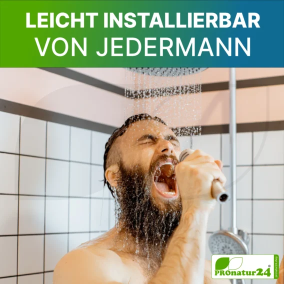 ecoturbino® Duschadapter | Wasser und Energie (Strom) sparen | bis zu 40% Kosten reduzieren beim Duschen + Duschkopf entleeren