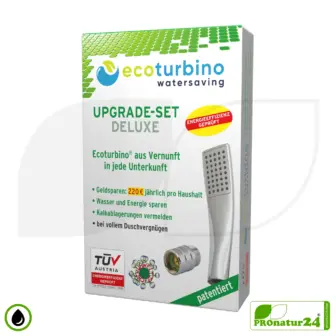 ecoturbino® Dusche Upgrade DELUXE SET 10 Legio | ET10L Wasserspar Adapter + Designer Handduschkopf - Handbrause