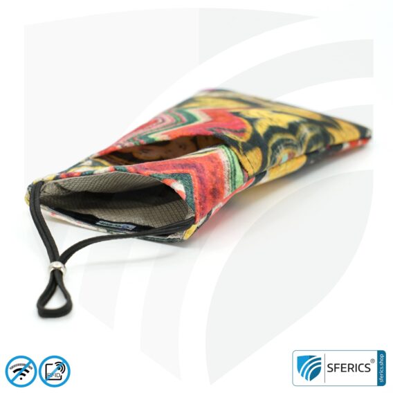 Handytasche eWall | Handyhülle Design farbenpracht | Anti Elektrosmog inkl. 5G | 3in1 Schutz inkl. RFID Datenschutz | iPhone, Android, Smartphone, usw.