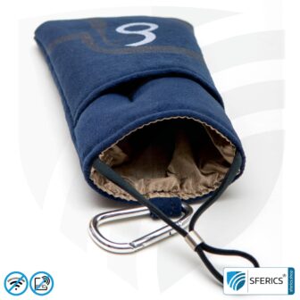 Handyhülle eWall | Handytasche in dunkelblau | Anti Elektrosmog inkl. 5G | 3in1 Schutz inkl. RFID Datenschutz | iPhone, Android, Smartphone, usw.