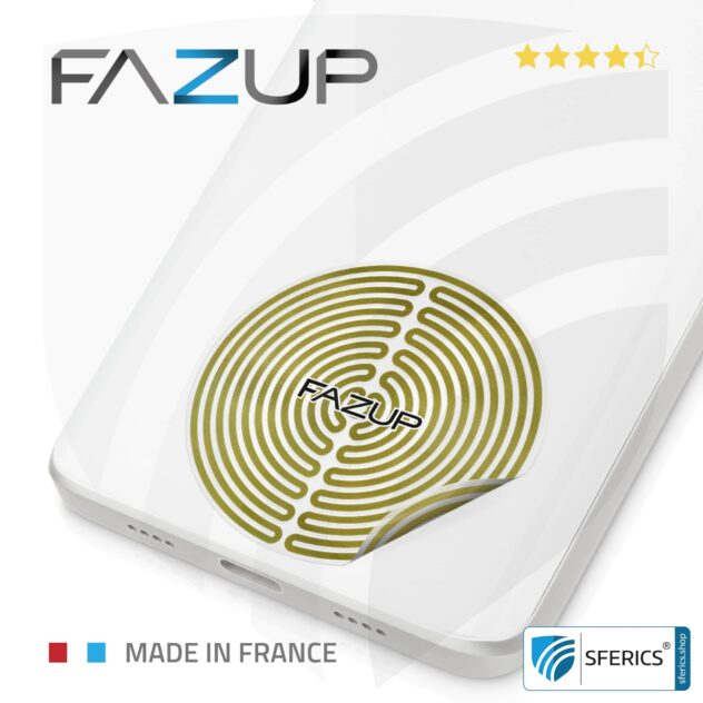 FAZUP Special SET | Sonderedition GOLD plus FERRITKERN fürs kabelgebundene Headset | Passive Antenne zur Regulierung und Reduktion der Handystrahlung / Elektrosmog.
