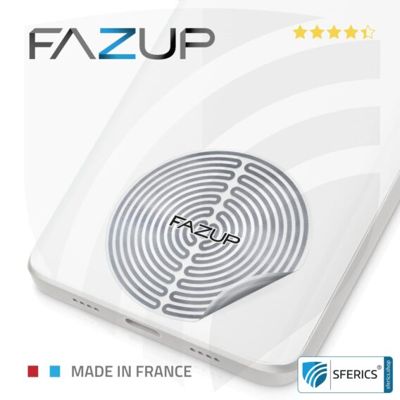 FAZUP silver | Passive Antenne zur Reduktion vor Mobilfunkstrahlung | Innovativer messbarer Schutz vor Elektrosmog von iPhone, Samsung, Huawei | Aufzukleben wie Chip zur Harmonisierung.