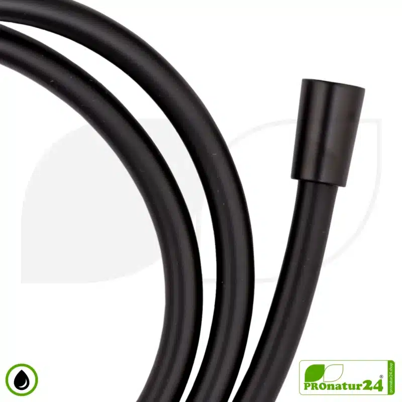Duschschlauch | Brauseschlauch Silber | Ersatzschlauch für die Duschkabine von ecoturbino® | schwarz