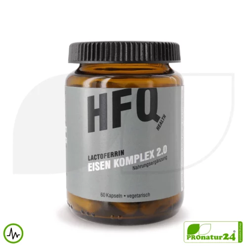 Eisen Komplex 2.0 | Lactoferrin + Eisen + Vitamin C | 60 Kapseln | Premium Nahrungsergänzung von HFQ Health